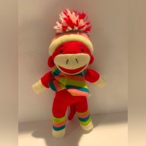 Red Sock Monkey Green Christmas Sweater Hat With Polka Dot Plush Toy By Dan Dee